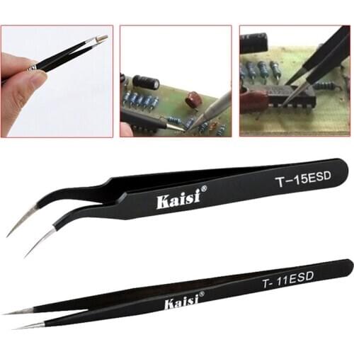 2pcs Anti Static Stainless Steel Tweezers Repairing Maintenance Tools Nipper Picking Tool for electronics Phone Repair Tool