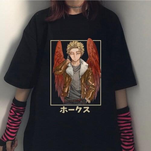 2021 Hot Anime My Hero Academia Hawks T Shirt Men Fashion Hip Hop Oversize T-shirt Graphic Tees