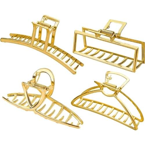 4pcs Large Hair Claw Clips Fashion Clamps Non Slip Claw Hairpin Metal Jaw Clips Accessories for Women Girls
