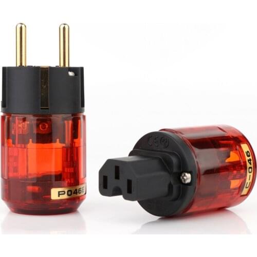 5Pairs P046E+C046 24K Gold-Plated EU SCHUKO Power Plug EUR Power Connector HIFI