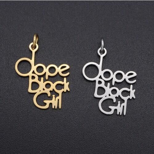 5pcs/lot Small Size Stainless Steel DIY Word Scrip Black Girl Charms Wholesale Jewelry Charm Whole Sale Factory Price