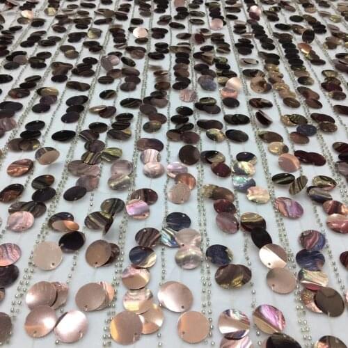 5yards/pc) High quality shining African wedding lace tube beads and big sequins embroidered French net lace fabric FSS227