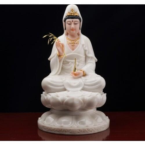 Aisa High grade jade Buddha Buddhism SUO PO SANSHENG Guanyin bodhisattva Buddha statue HOME family safe good luck protection