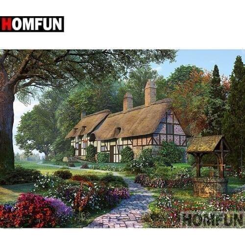 HOMFUN Full Square/Round Drill 5D DIY Diamond Painting "House landscape" Embroidery Cross Stitch 5D Home Decor A08421