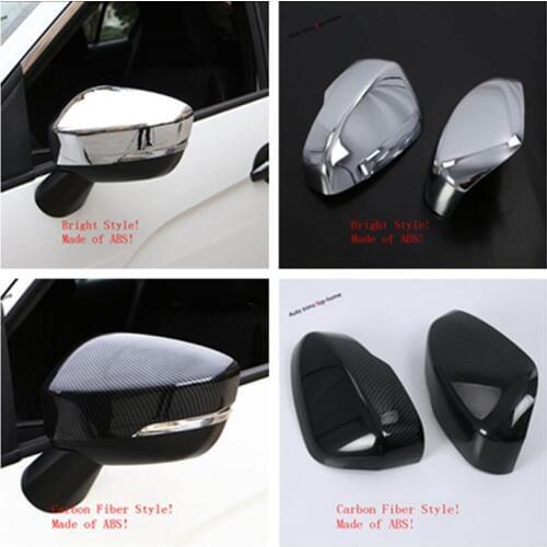 Yimaautotrims Rearview Mirror Shell Cover Exterior Trim Fit For Mitsubishi Eclipse Cross 2018 - 2021 Bright / Carbon Fiber Look