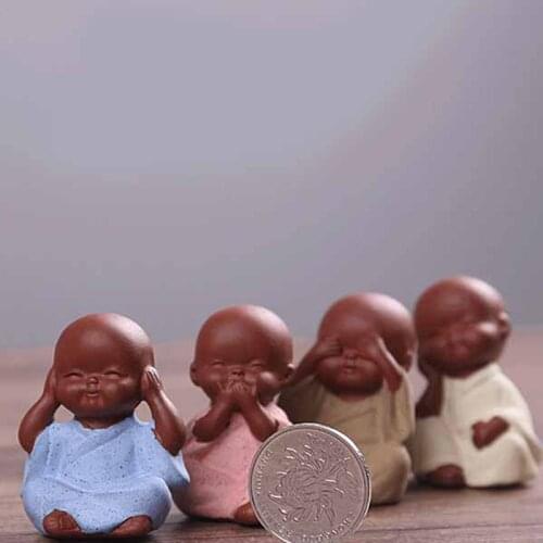 Monk Figurine Tathagata India Yoga Mandala Tea Pet Purple Ceramic Crafts Decorative Ceramic Ornaments Monk Small Buddha Statue