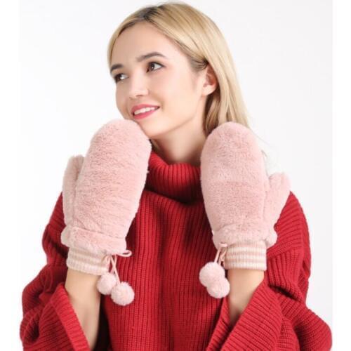 IANLAN New Winter Womens Thick Gloves Neck Hang Style Teddy Velvet Gloves Girls Warm Soft Mittens IL00437