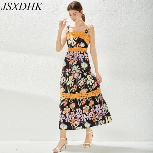 JSXDHK New Runway Designer Summer Backless Holiday Party Dress Womens Bow-Knot Off Shoulder Flower Printed Patchwork Long Dress