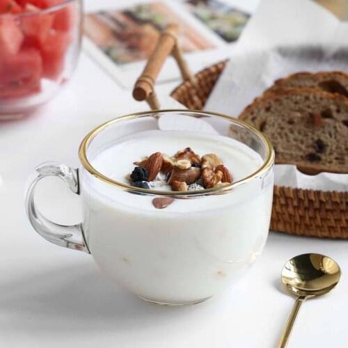 450ml Golden Edge Glass Mugs Milk mug Juice Tea office Cups Drinkware the Best birthday Gift for Friends