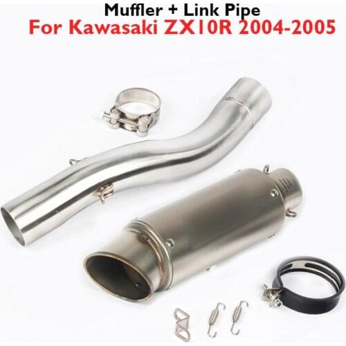 Motorcycle Slip on Exhaust System Mid Link Tube Exhaust Muffler Escape Connection Tube for Kawasaki Ninja ZX10R ZX-10R 2004 2005