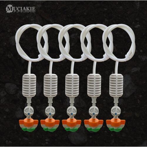 MUCIAKIE 5 LOTS White Hanging Sprinklers 360 Degrees Misting Spray with Heavy Hammer 4/7MM Hose Garden Greenhouse Irrigation
