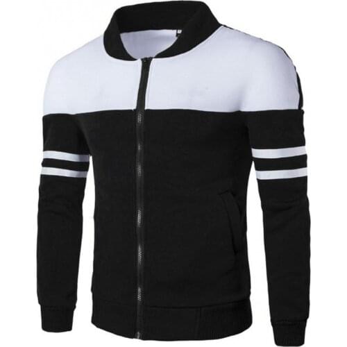 40%HOTMens autumn and winter striped long-sleeved zipper pocket hooded sports casual jacket sports mens jacket