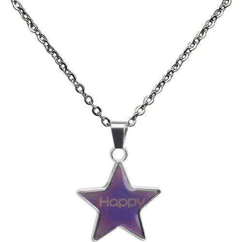 New products women pendant necklaces charms Pentagram pendant necklace Change color according to body temperature changes pendan