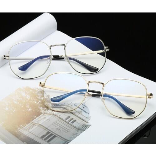 Men Vintage Anti Blue light Glasses Frame Round Women Lens Myopia Optical Mirror Simple Metal Clear Eyewear Frames 9-BLS815