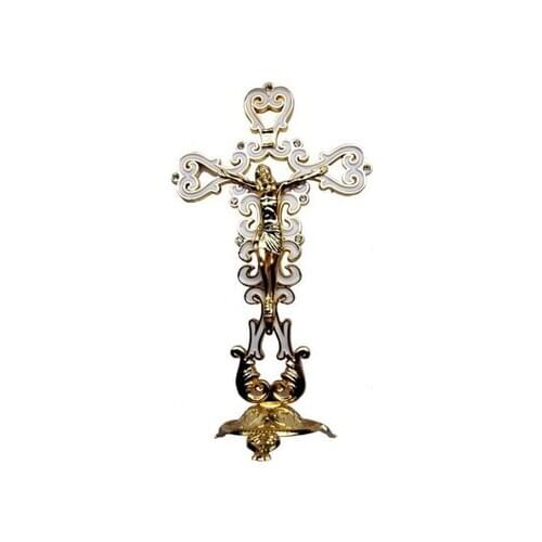 Original foreign trade carved Lily flower with diamonds with gold cross Jesus icon ornaments to keep safe