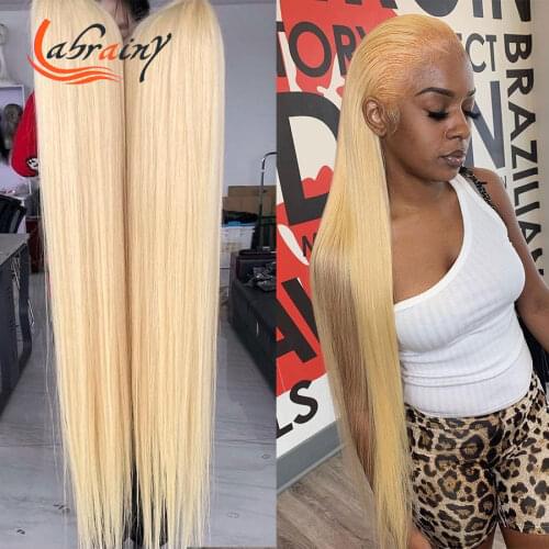 40 Inches 13x4 Blonde Hd Transparent Lace Front Human Hair Wig 613 Lace Frontal Colored Wigs Woman Pre Plucked Bleach Knots 13X6