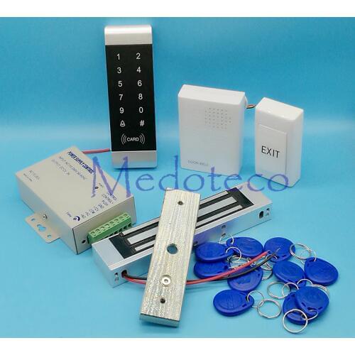 Full Touch Keypad Door Access Control System 125Khz Rfid Card Access Control System Kit + Electric Magnetic Lock & Power Supply