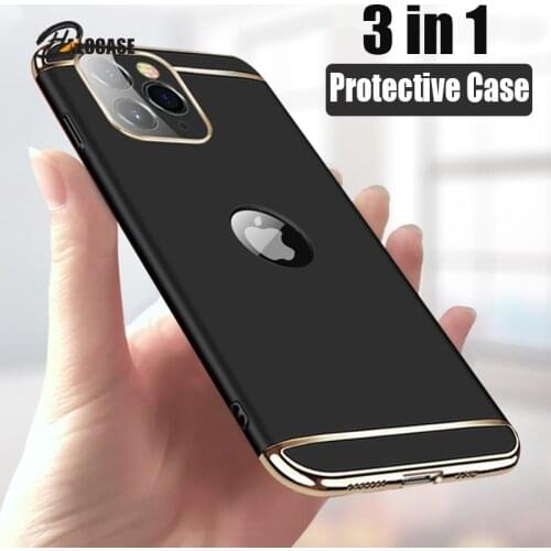 Luxury Plating 3 in 1 Phone Case For iPhone 12 11 Pro Max Shockproof Back Cover For iPhone 5 5s se 6 6s 7 8Plus X XR Xs Max Capa