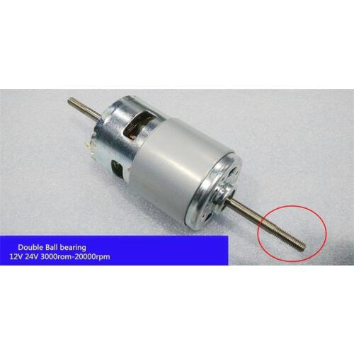 RS-775 DC Motor Double shaft Ball bearing 12V 24V 3000rom TO 20000rpm threaded LONG shaft motor