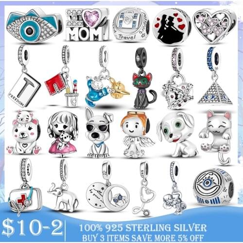 925 Sterling Silver Girl footprint Sister Tower Firefly Beads Charm fit Original charms Bracelet DIY Silver 925 Jewelry Making