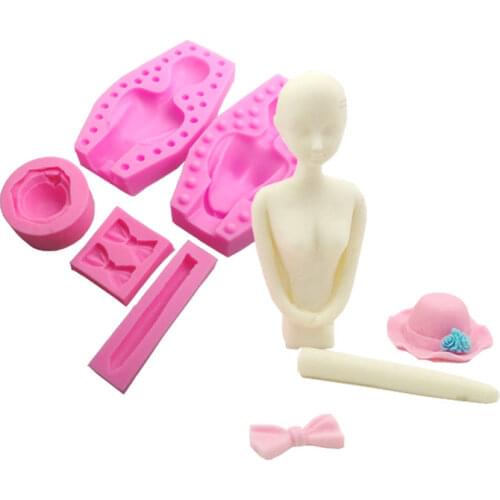 DIY 3d Food-grade handmade silicone soap cake decoration candle female woman body straw hat bow mold