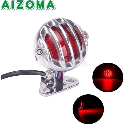Polish Motorcycle Led Taillight Retro Grille Metal Rear Brake Light For Harley XL 883 1200 Sportster Dyna Chopper Bobber Triumph