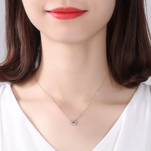 TONGZHE 2018 Fashion 925 Sterling Sliver Necklaces Pendants Rose Gold Cublic Zirconia Decorative Collar Necklace Women Wholesale