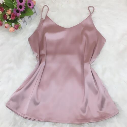 Strap Top Women Halter V Neck Basic White Cami Sleeveless Satin Silk Tank Tops Plus Size