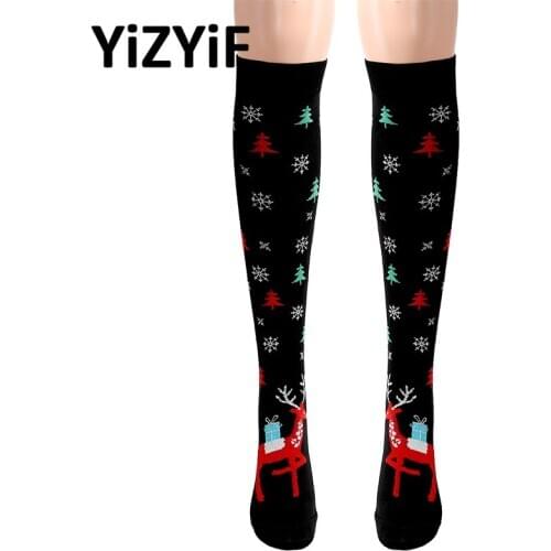 Unisex Women Long Socks Men Christmas Theme Printed Compression Socks Stockings Athletic Running Socks Cycling Sports Socks Men