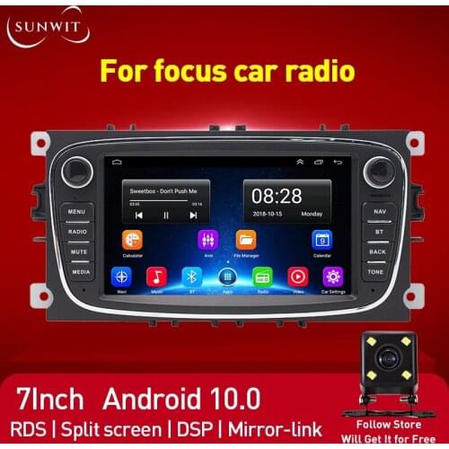 Lossless Match In-Dash 7Inch Andorid9.1 Universal For Ford Focus Car Radio Multimedia Player GPS Navigation WIFI Bluetooth MAP