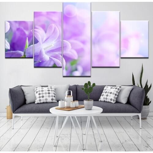 The pink Lilac Flowers 5 Piece Wallpapers Art Canvas Print modern Poster Modular art painting for Living Room Home Decor