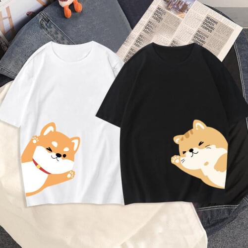 100% Cotton Harajuku y2k Clothing Oversized T-shirt Summer Kawaii Puppy Printing Ulzzang Loose Short Sleeved Women T-shirts Tops