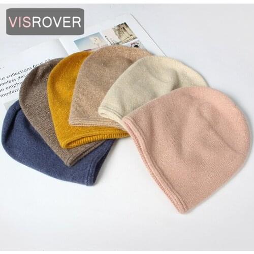 VISROVER 10 Colorway Rabbit Cashmere Woman Winter Hat With Lurex Unisex Autumn Real Cashmere Bonnet Soft Woman Warm Skullies