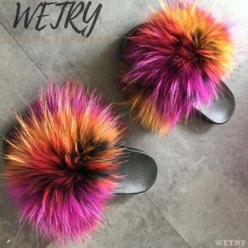 Womens Furry Slippers Ladies Cute Plush Fox Hair Fluffy Slippers Womens Fur Slippers Winter Warm Slippers for Women Hot