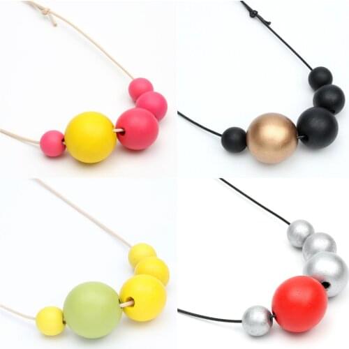 1pc Bohemia Multilayer Beaded Statement Necklace Womon Handmade Multicolor Wood Beads Chokers Necklace Jewelry Beach