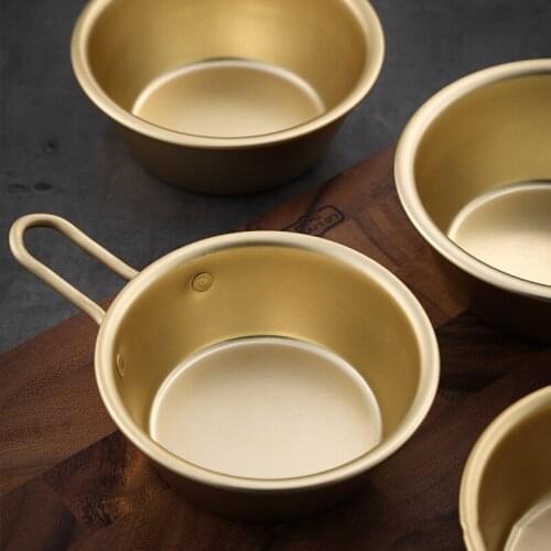 1Pc Gold Color Korean Traditional Aluminum Round Rice Bowl Wine Cup with Handle for Makgeolli Korean Wine Cup