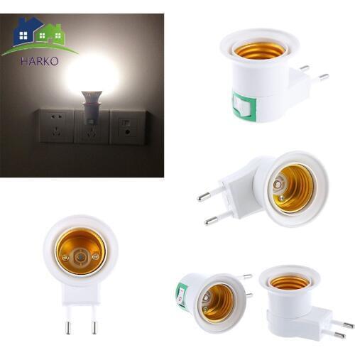 1PC Hot Sale Portable Home Living E27 LED Light Socket To EU Plug Holder Adapter Converter ON/OFF For Bulb Lamp Office