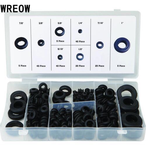 180pc Rubber Grommets Kit Plug Wire Ring Assortment Set Electrical Gasket Tools Firewall Electrical Wire Gaskets DIY Hardware