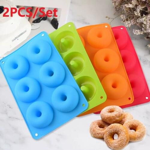 2pcs Silicone Donut Mold Strawberry Cake Mould Non-Stick Candy Doughnut Baking Pan Bakeware Tool