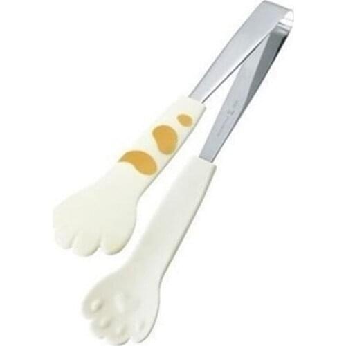 94PF 7 inch Cat Paw Shape Food Clip Tongs Stainless Steel Cartoon Meal Fruit Clamp