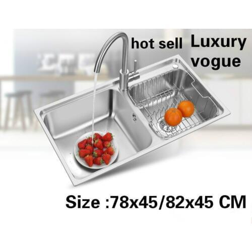 Free shipping Kitchen double groove sink do the dishes standard 304 stainless steel hot sell 780x450/820x450 MM