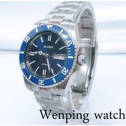 BLIGER 40mm A Variety Of Styles Mens Top Luxury Mechanical Sterile Watch Sapphire Glass Date Calendar NH36A Movement Automatic