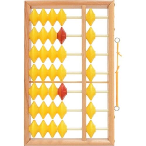 7 Columns Non-slip Hanging Wooden Abacus Chinese Soroban Education Stationery Tool Supplies Student Teacher Math Calculator