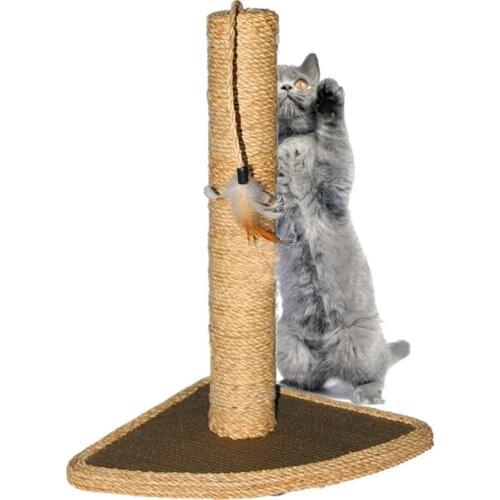 Pet Products Cat Hone Claws Furniture Scratching Post With Feather Toy Cats Playground Climbing Tree Tower