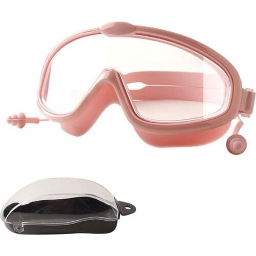 Childrens Large Frame Swimming Glasses HD Waterproof Anti-fog Swimming Glasses With Earplugs Swimming Glasses