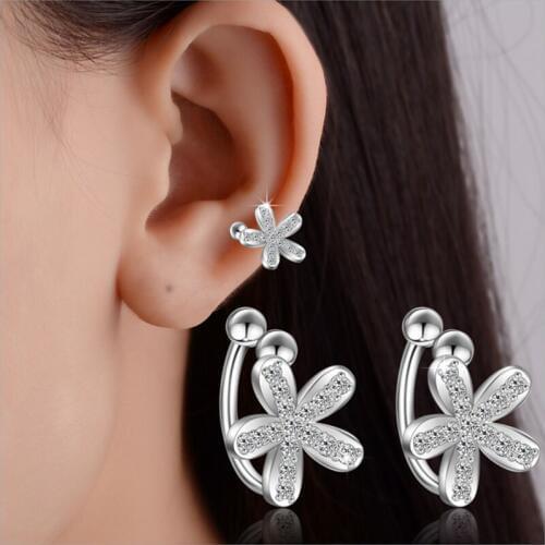 Flower zircon Temperament Elegant Zircon Earrings Ear clip Simple Statement Jewelry For Women
