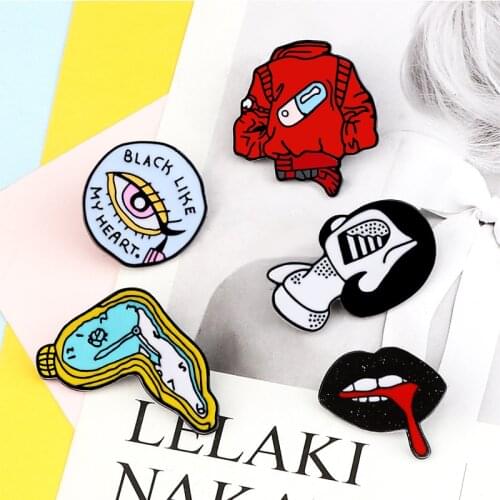 Enamel Pins Pill Eye Lips Clock Girl Brooches Fashion Shirt Backpack Lapel Pin Badge Women Men Punk Cool Jewelry Gift for Friend