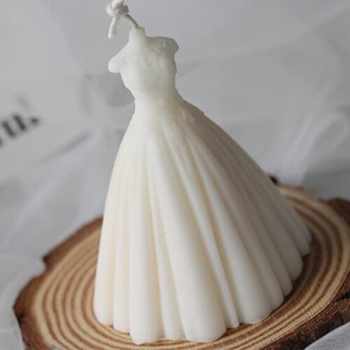 Princess Dress Candle Molds Bridal Skirt Silicone 3D Wedding Dress Moulds Candle Mold Clay Plaster Resin Moulds