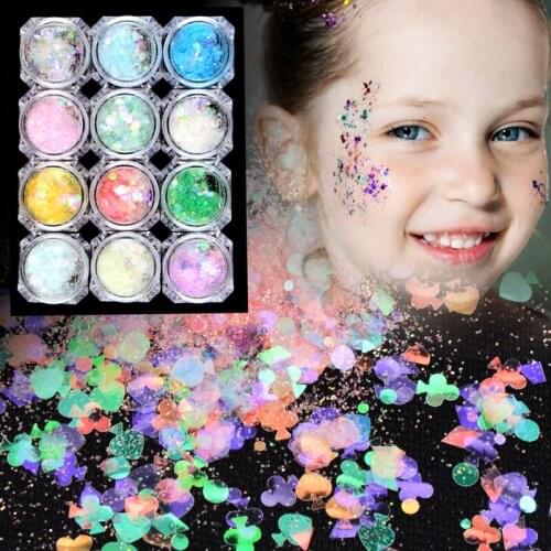 Holographic Heart Sparkly Sequins Nail Flakes Butterfly Mermaid 3D Thin Big Slice Spangles Manicure Decoration