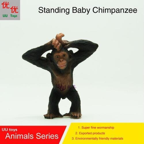Hot toys:Standing Baby Chimpanzee simulation model Animals kids toys children educational props